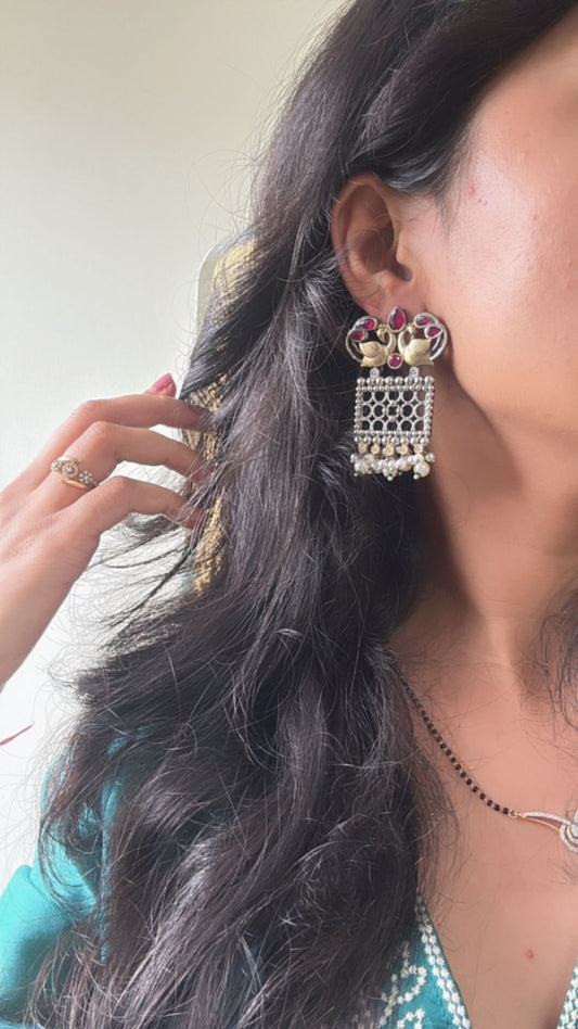 Marble Check Earrings